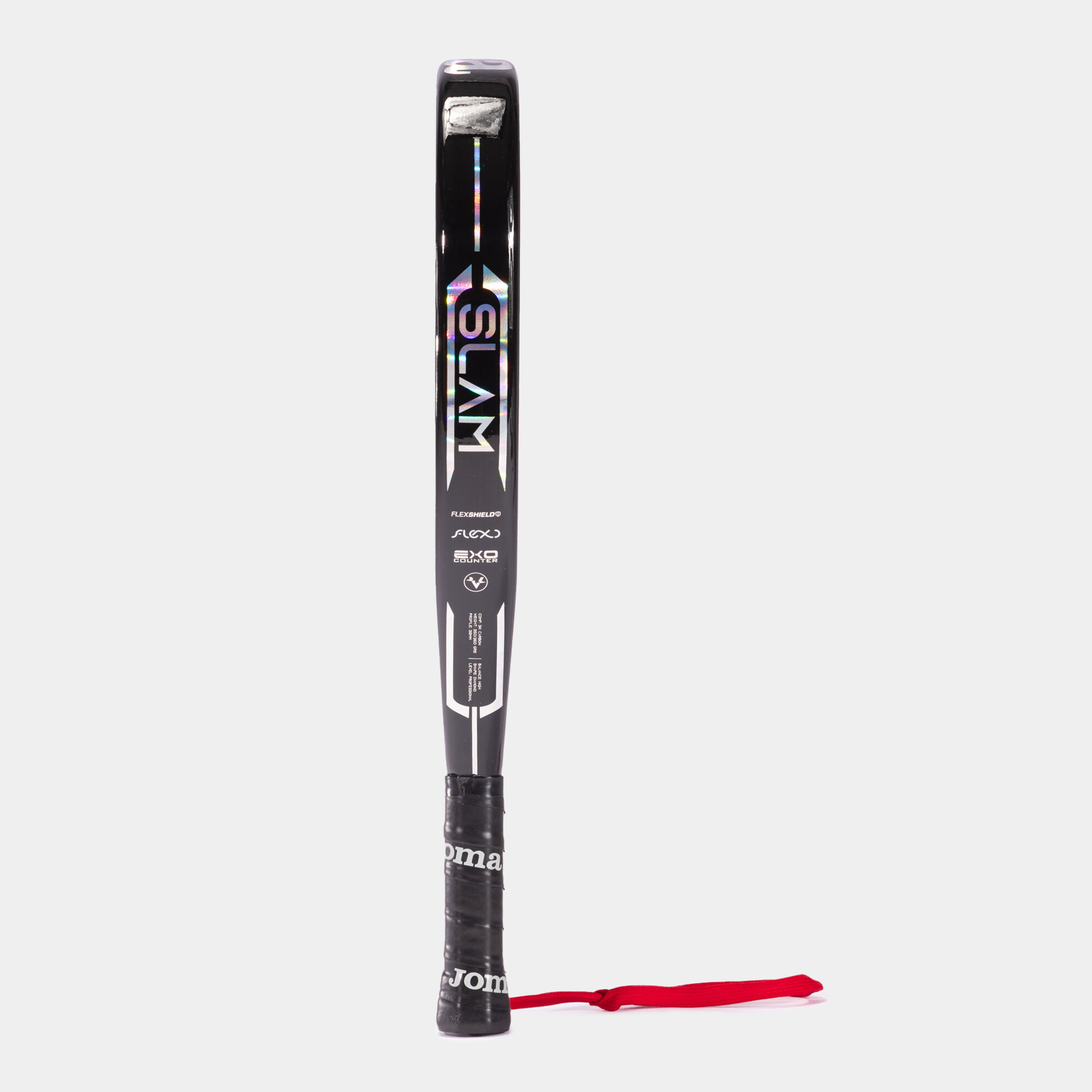 Pala de pádel SLAM PRO negro plata vista de perfil