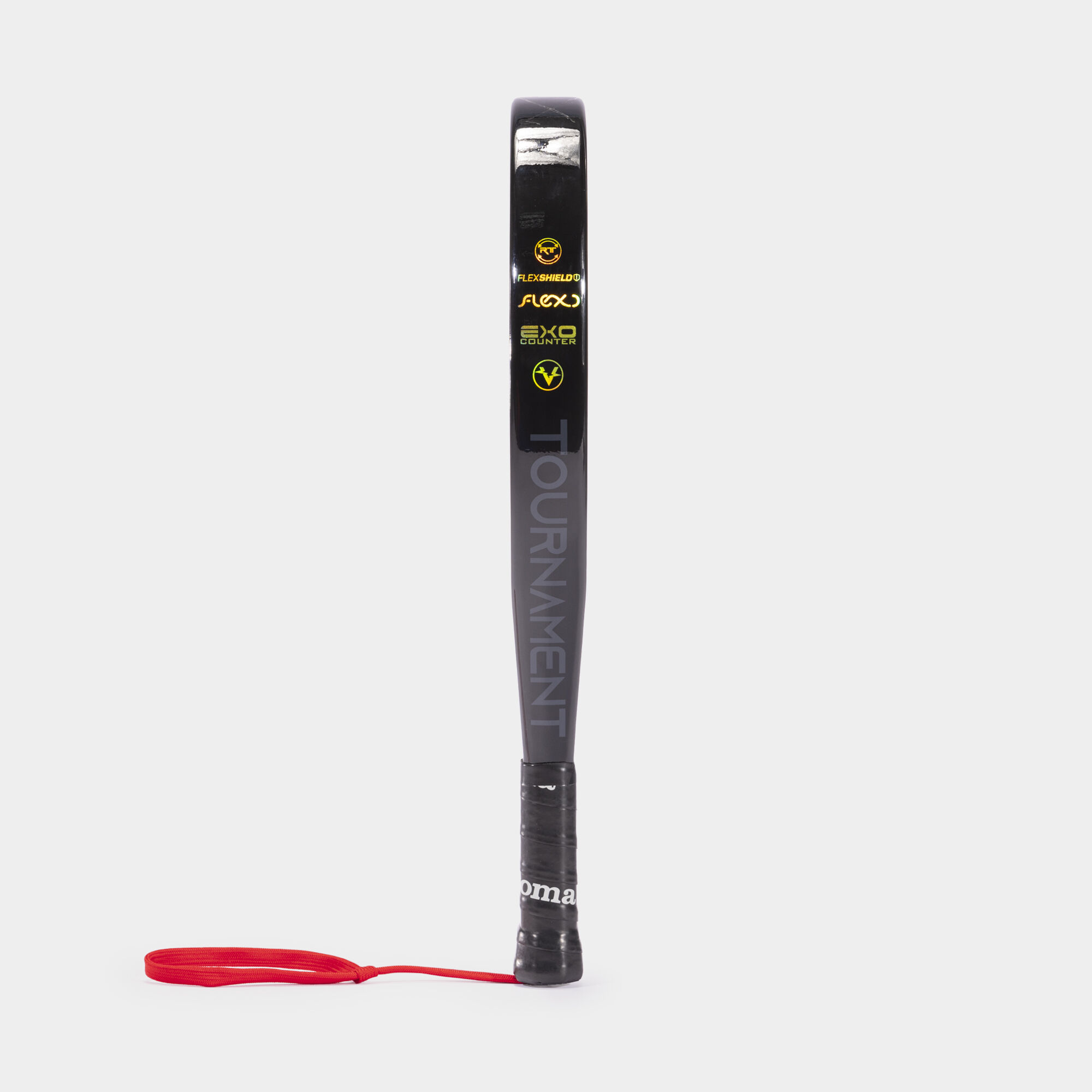 Pala de pádel Tournament JUANI MIERES negro amarillo vista de perfil