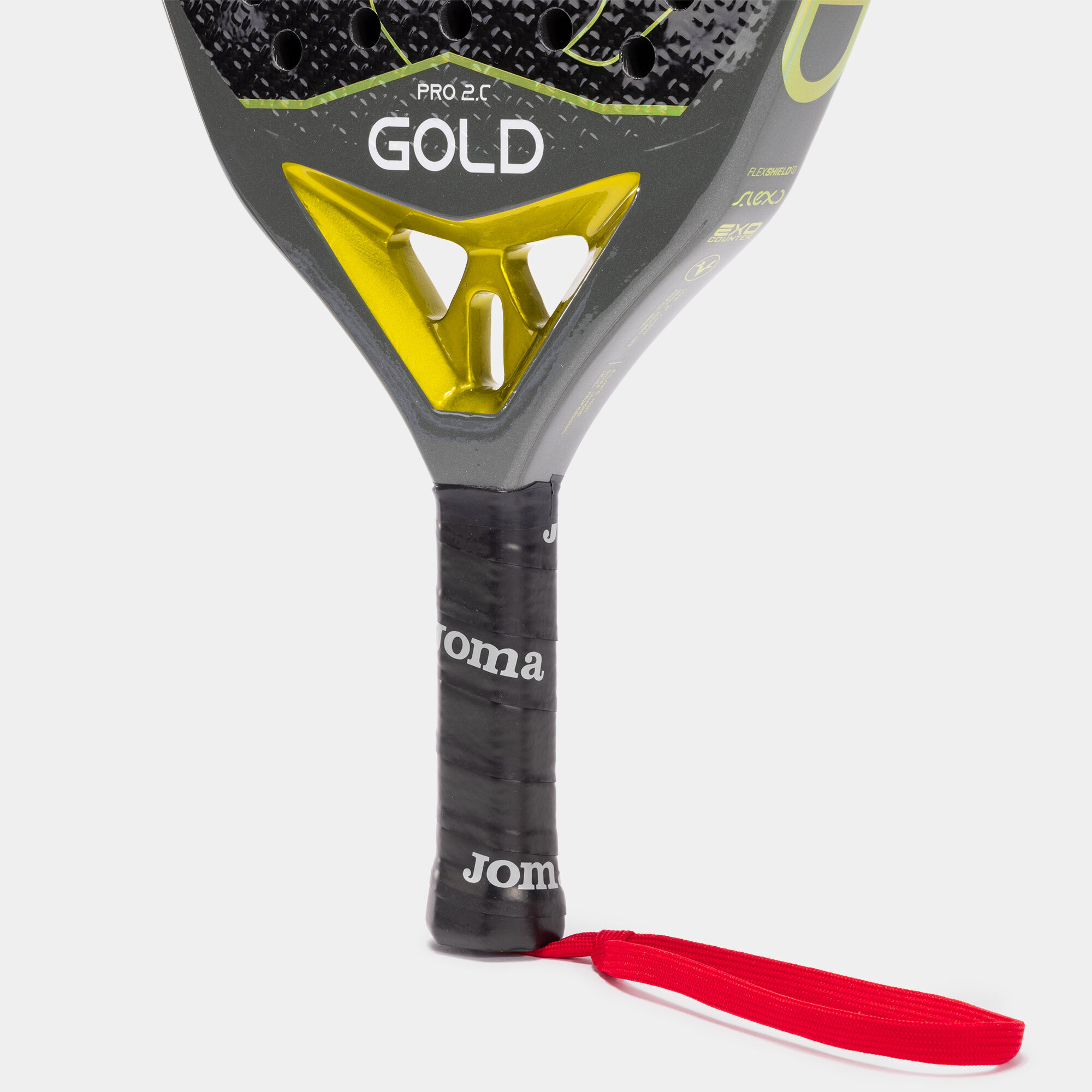 Pala de pádel Gold Pro negro oro vista del corazón y mango