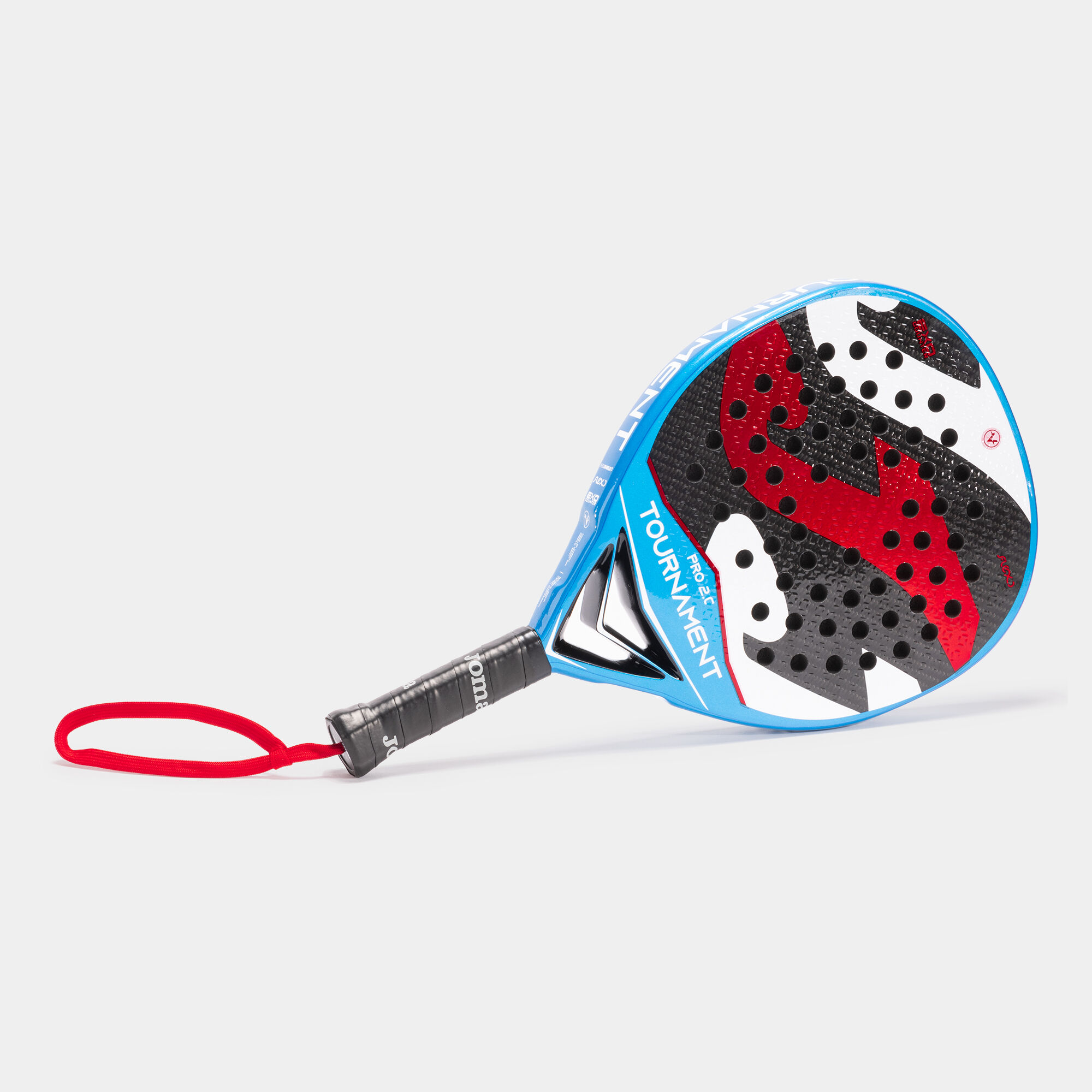 Pala de pádel Tournament Pro marino rojo vista apoyada derecha