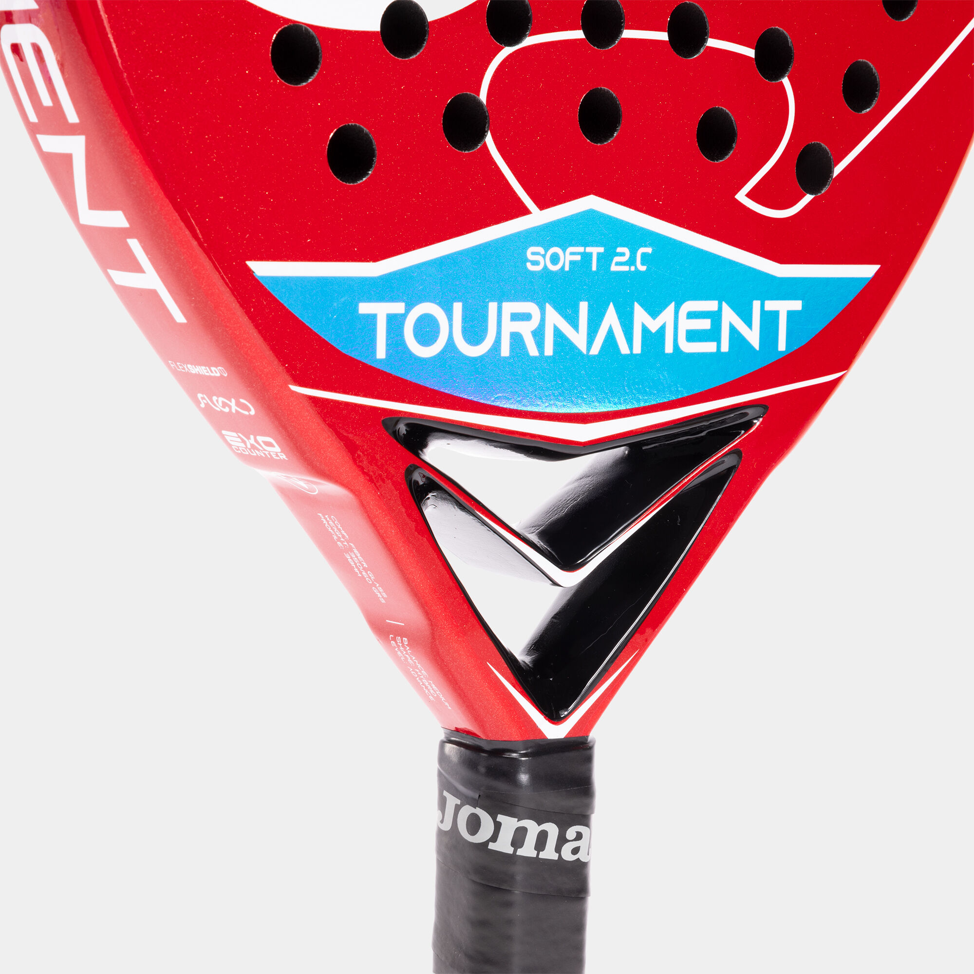 Pala de pádel Tournament Soft rojo blanco vista del corazón 2