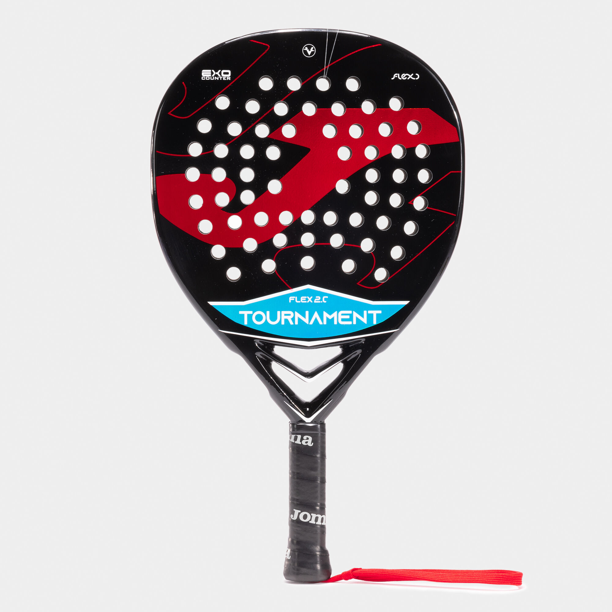 Pala de pádel Tournament Flex negro rojo vista de frente