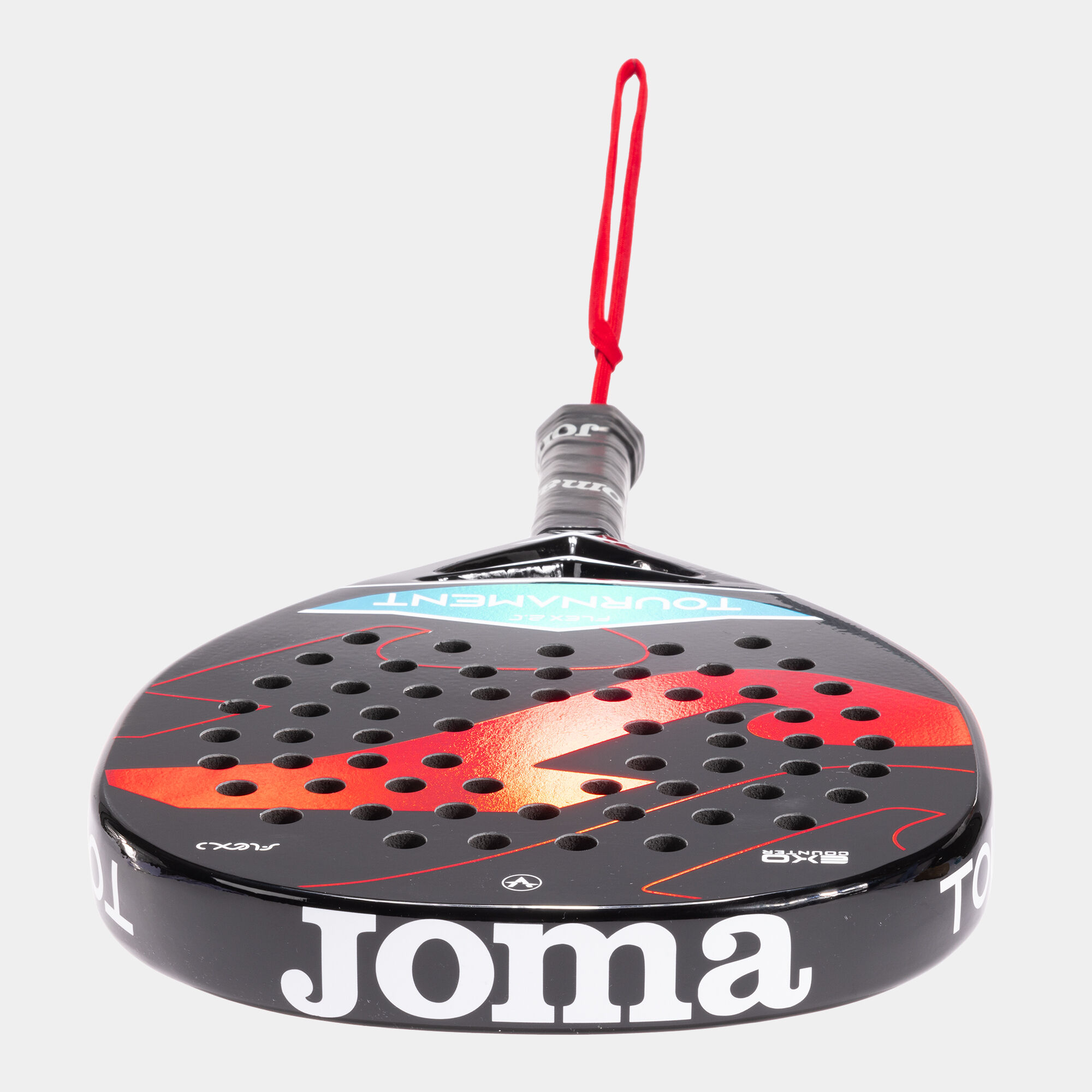 Pala de pádel Tournament Flex negro rojo vista tumbada