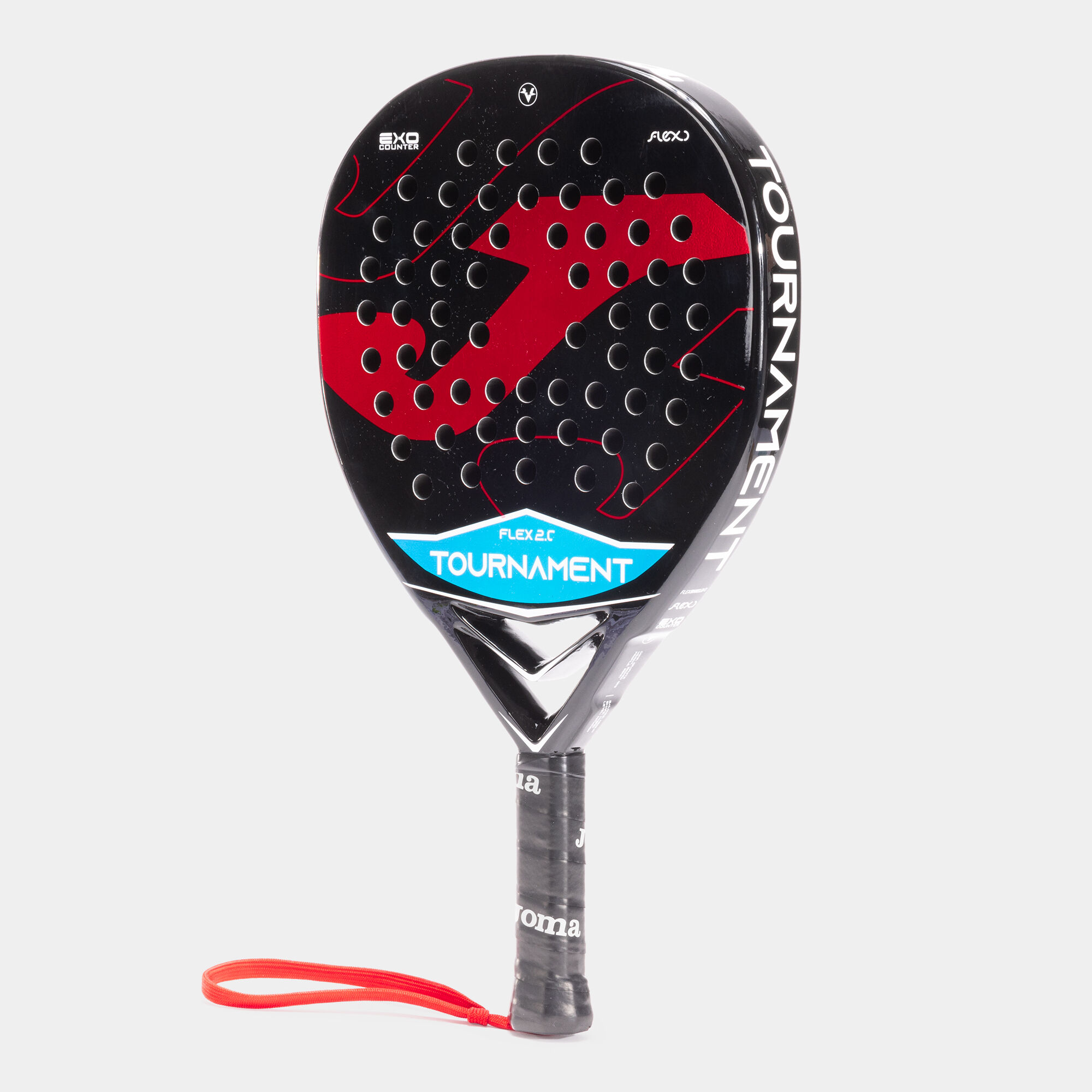 Pala de pádel Tournament Flex negro rojo vista de lado