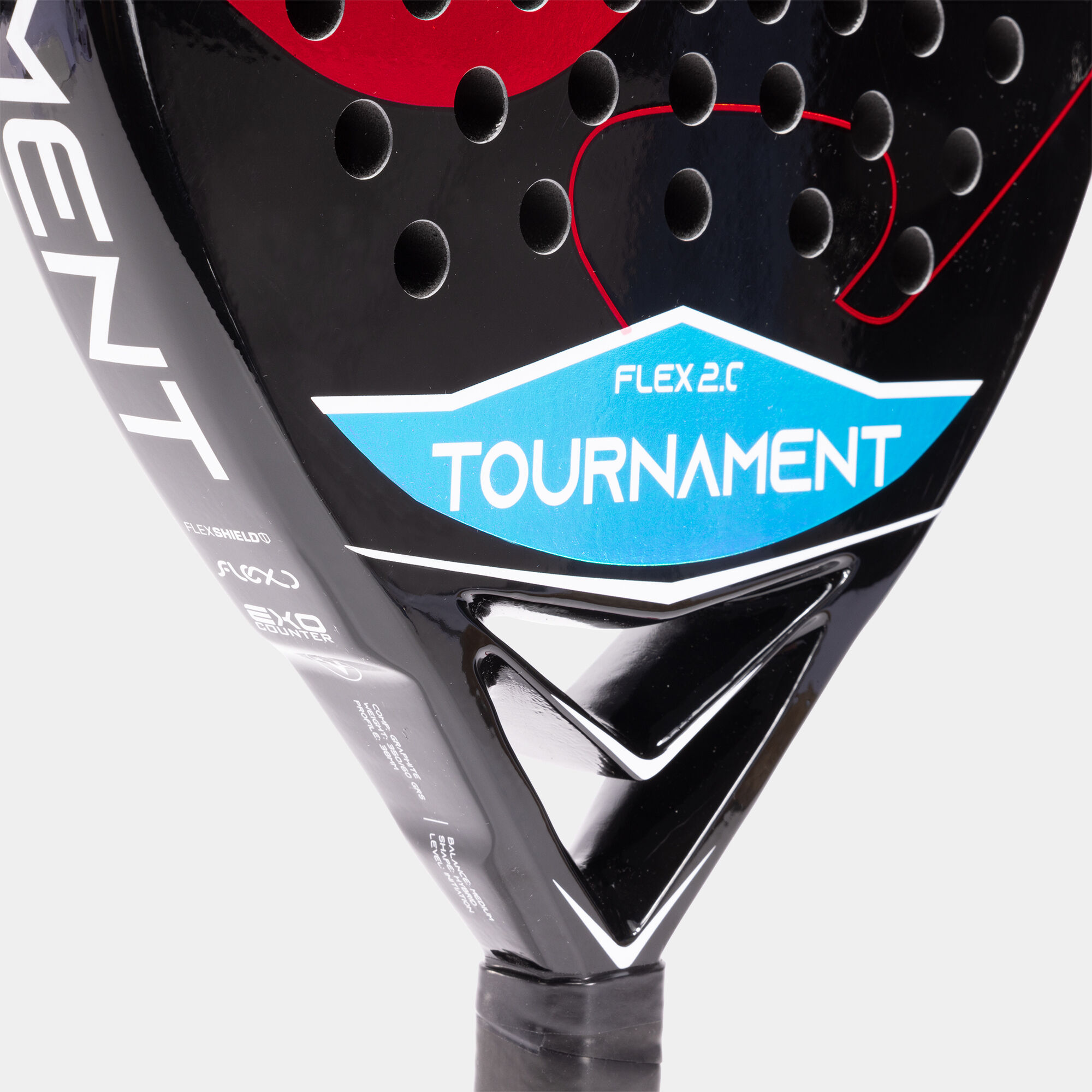Pala de pádel Tournament Flex negro rojo vista del corazón 2