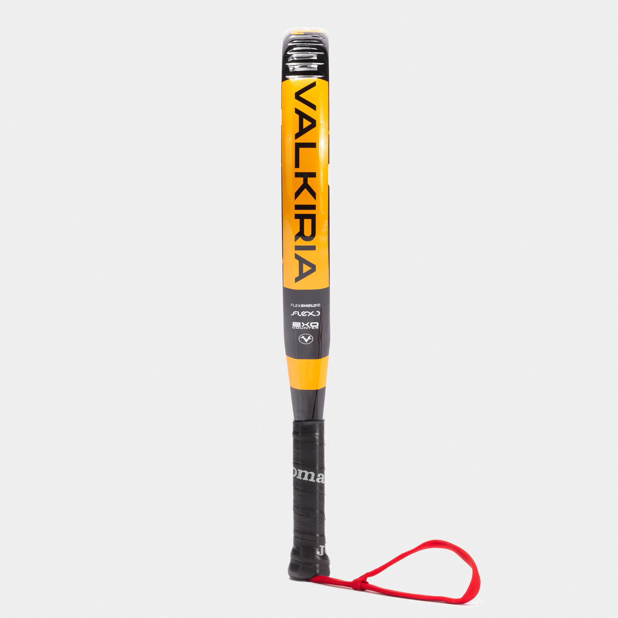 Pala de pádel Valkiria Pro Carolina Navarro negro naranja vista de perfil