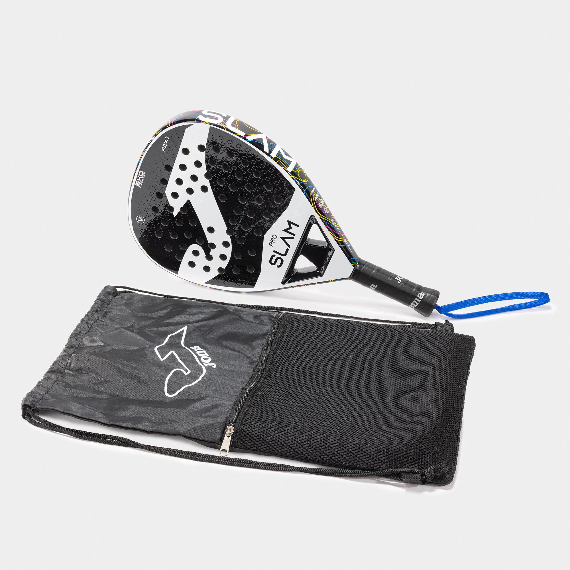 Pala de pádel Slam Pro blanco negro con funda