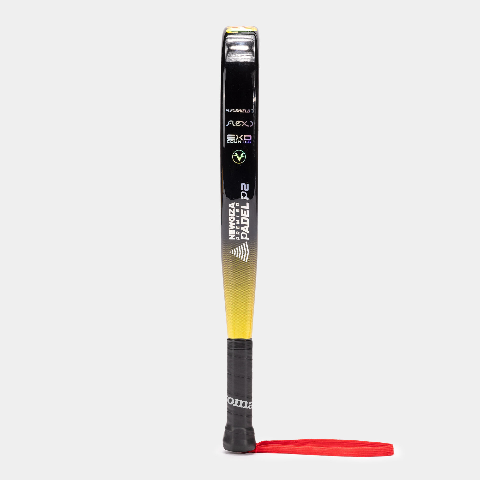 Pala de pádel Slam Pro New Giza Premier Padel negro amarillo de perfil