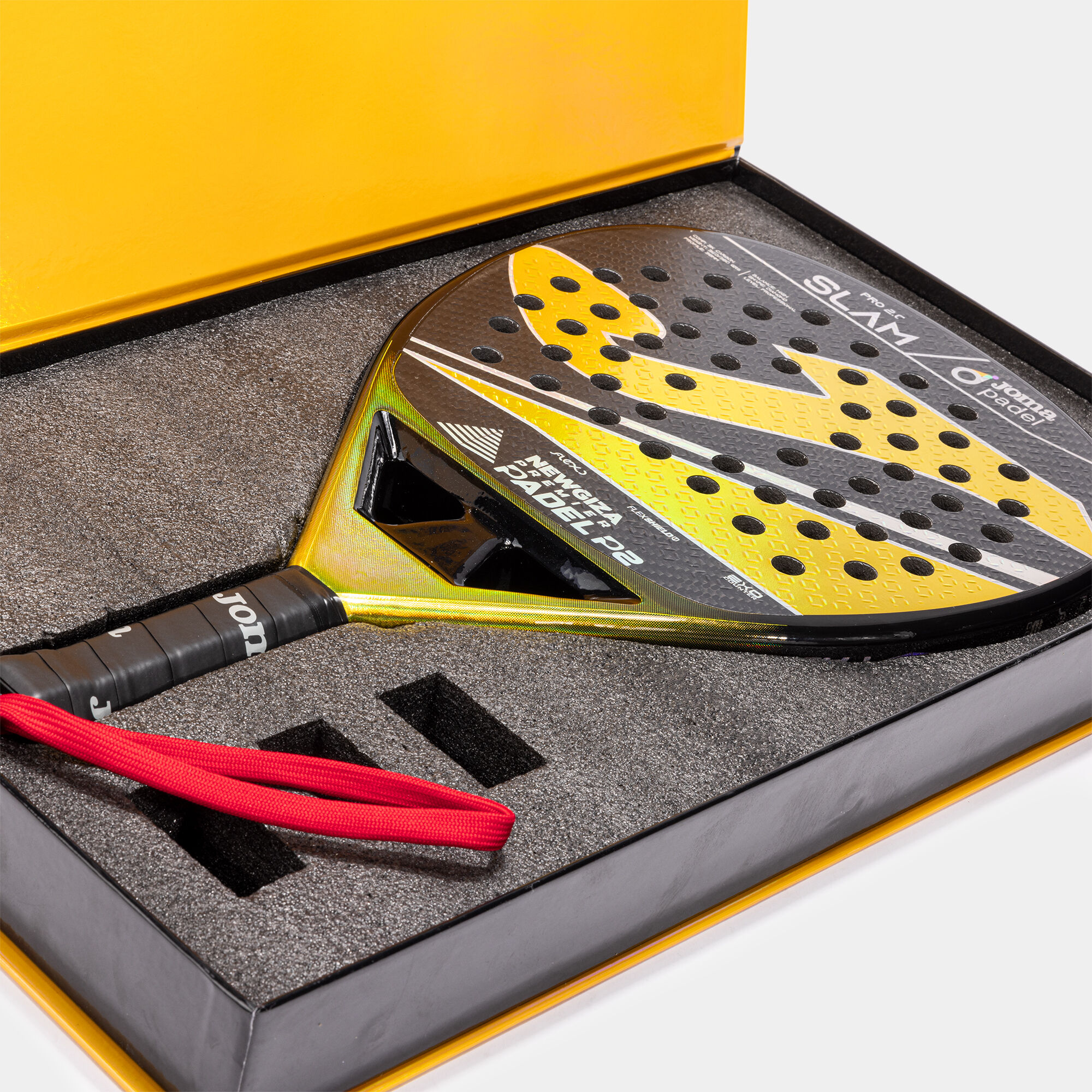 Caja abierta de Pala de pádel Slam Pro New Giza Premier Padel negro amarillo
