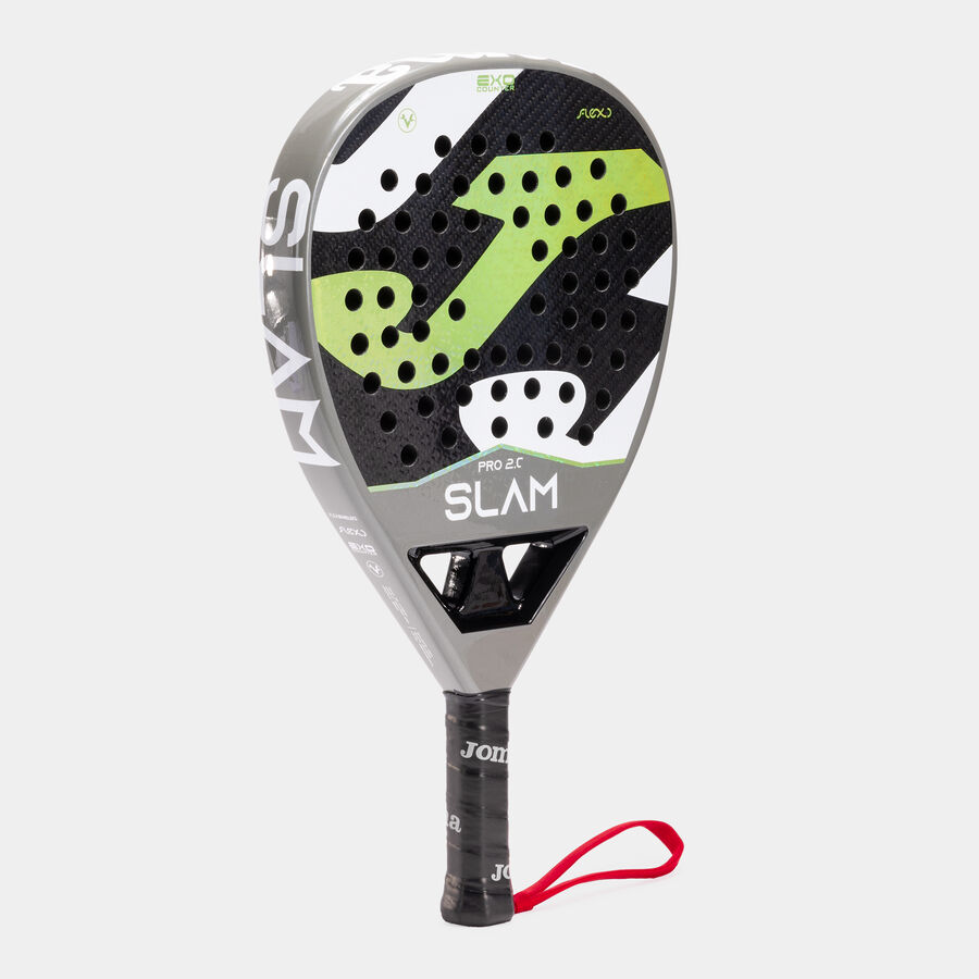 Pala de pádel Slam Pro gris claro negro vista de lado cara verde