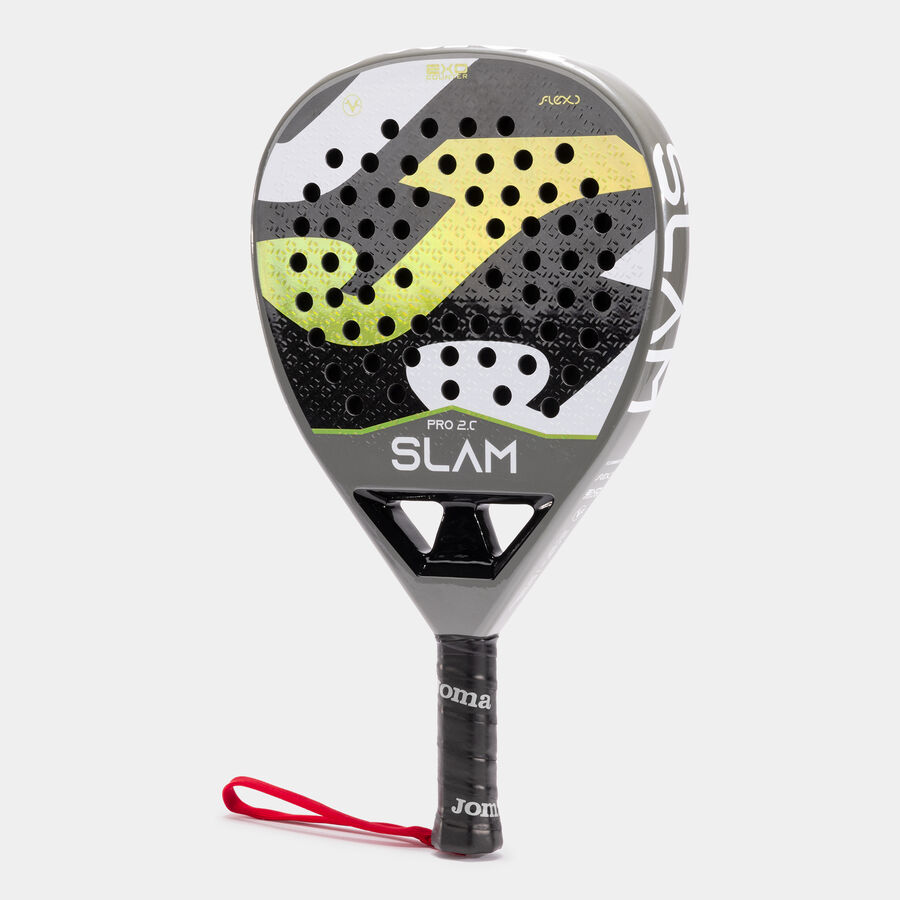 Pala de pádel Slam Pro gris claro negro vista de lado izquierdo cara verde